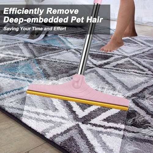 B-Land Carpet Rake for Pet Hair Removal, Carpet Scrape for Rug Pink - Image 3