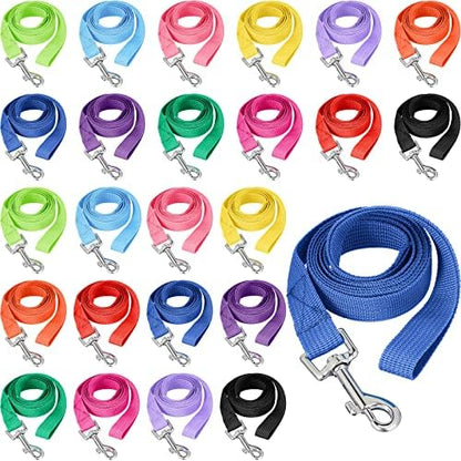 Hillban 24 Pack Nylon Dog Training Leash Bulk 5 ft, Vibrant Colors by Hillban