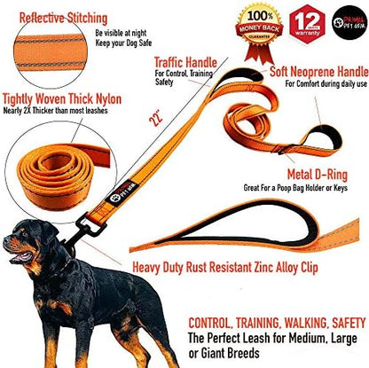 Primal Pet Gear Dog Leash 6ft Long, Traffic Padded Two Handle, Heavy Duty - Image 2