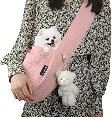 NATUYA Small Dog Cat Carrier Sling, Adjustable Canvas Pet Puppy Pouch by NATUYA