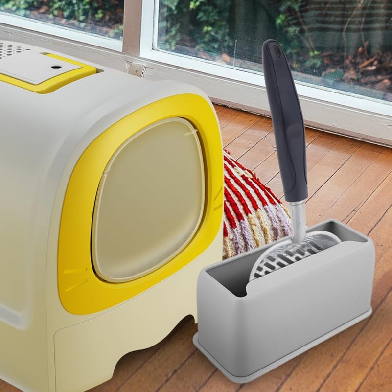 POPETPOP Cat Litter Scoop Holder 6.7"x3.1" Grey Plastic – Detachable Rack & - Image 6