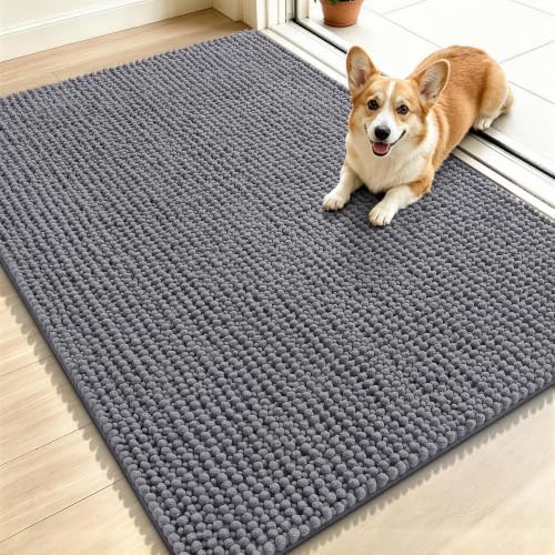 Smiry Dog Door Mat for Muddy Paws 44x32, Ultra Absorbent Chenille Doormat by Smiry