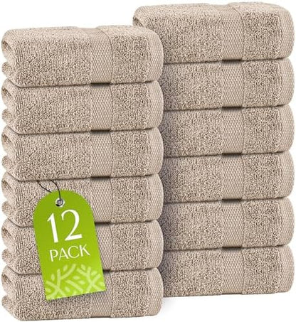 Wealuxe Taupe Washcloths 12x12 Inch by WhiteClassic