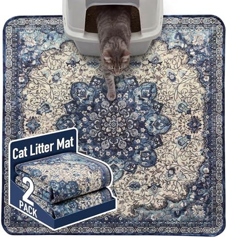 Hompet Cat Litter Mat 2 Pack, 36x36 Large Machine Washable Trapping Mats by Hompet