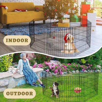 Black Epoxy Dog Exercise Pen – 8-Panel Foldable Metal Playpen - Image 6