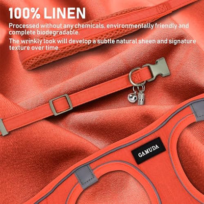GAMUDA Small Pet Harness Collar and Leash Set, Step in No Chock No Pull Linen - Image 2