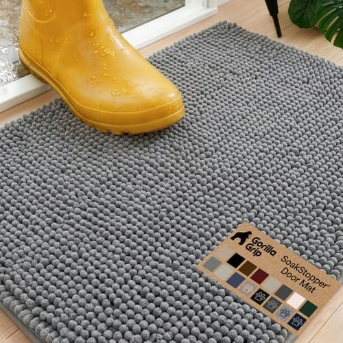 GORILLA GRIP SoakSTOPPER Dog Door Mat, Machine Wash and Dry, 30x20 Gray by GorillaGrip
