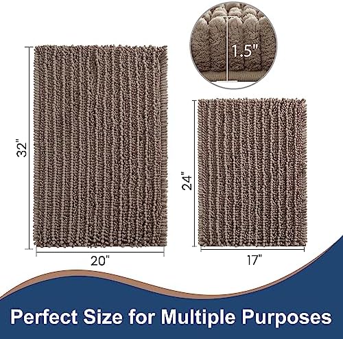 Luxury Polyester Taupe Bathroom Rugs Sets 2 Piece, Thickened Hot Melt Rubber - Image 6