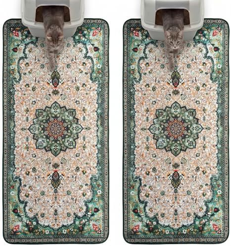 Hompet Cat Litter Mat 2 Pack, 28.5x60 Large Machine Washable Trapping Mats by Hompet
