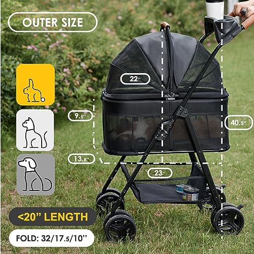Zoosky 3 in 1 Dog Stroller, Folding Pet Stroller w/Removable Carrier - Image 2