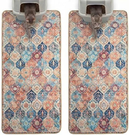 Hompet Cat Litter Mat 2 Pack, 24.8x54 Large Machine Washable Trapping Mats by Hompet