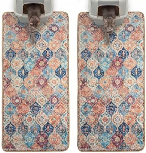 Hompet Cat Litter Mat 2 Pack, 24.8x54 Large Machine Washable Trapping Mats by Hompet