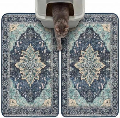 Hompet Cat Litter Mat 2 Pack, 18x28 Machine Washable Trapping Mats by Hompet