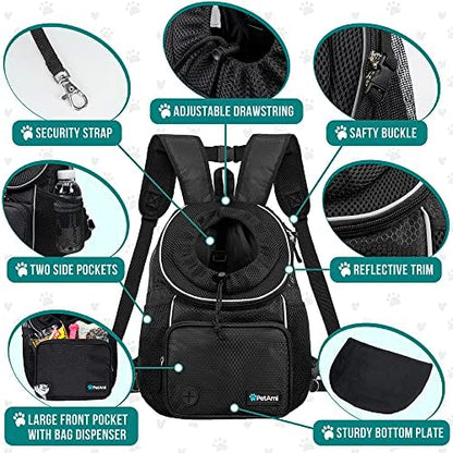 PetAmi Adjustable Dog & Cat Chest Carrier Backpack, Ventilated - Image 4