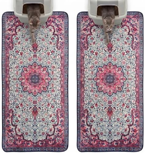 Hompet Cat Litter Mat 2 Pack, 24x60 Large Machine Washable Trapping Mats by Hompet