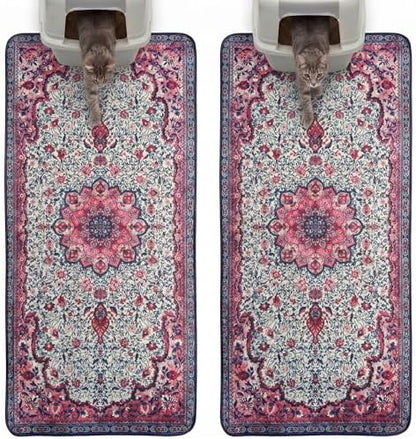 Hompet Cat Litter Mat 2 Pack, 24x60 Large Machine Washable Trapping Mats by Hompet