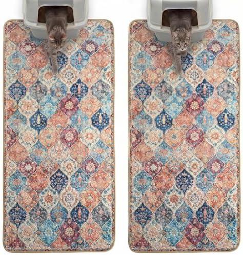 Hompet Cat Litter Mat 2 Pack, 24.8x54 Large Machine Washable Trapping Mats by Hompet