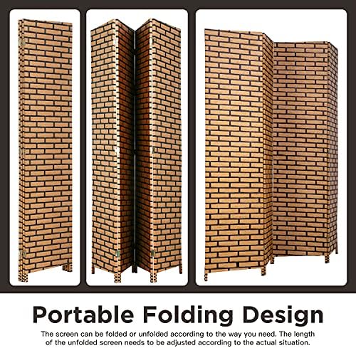 FDW 4-Panel Folding Room Divider | 6ft, Brick | Light & Portable - Image 5