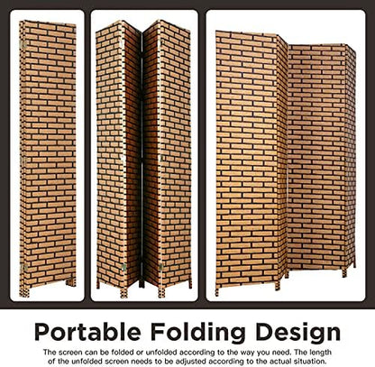FDW 4-Panel Folding Room Divider | 6ft, Brick | Light & Portable - Image 5