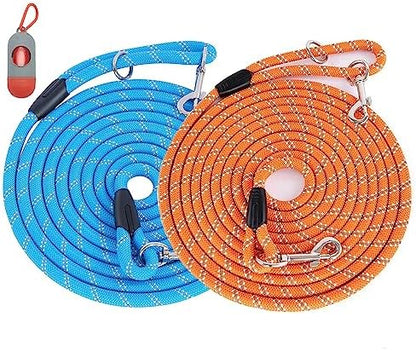 2 Pack Orange&Blue 20FT Long Dog Leashes, Dog Training Lead by Lanwandeng