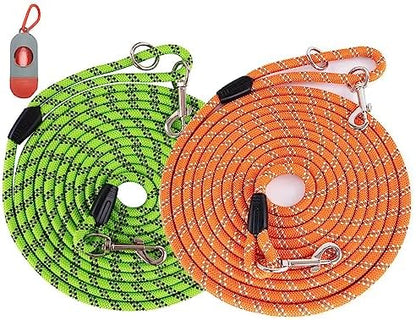 2 Pack Orange&Green 20FT Long Dog Leashes That Pull, Heavy Duty Dog Lead by Lanwandeng