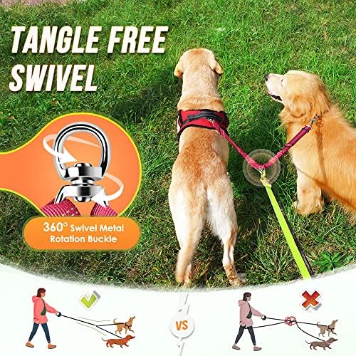AUTOWT Double Dog Leash, No Tangle 360°Swivel Rotation Reflective Lead - Image 2