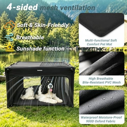 36 Inch Collapsible Travel Dog Crate, 4 Doors & Soft Pet Mat - Image 4