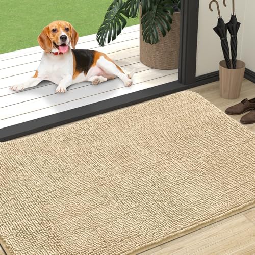 OLANLY Dog Door Mat for Muddy Paws 47x32, Super Absorbent Chenille Mud Mat by OLANLY
