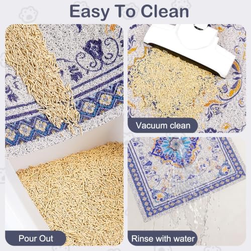 Glittme Cat Litter Mat 47"x35" Non-Slip Washable Trapping Mat - Image 3