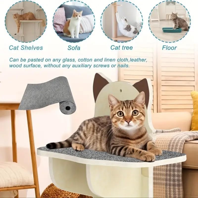 Cat Scratch Furniture Protector Mat DIY Cat Scratch Pad Self-Adhesive, Pet - Image 4