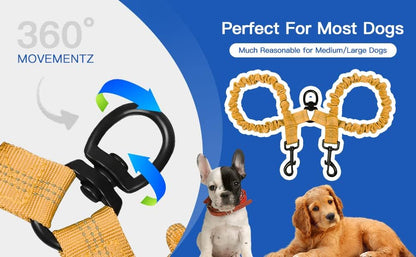 MingXpets Double Dog Leash, 360° Swivel Tangle Free Bungee Walking Training - Image 6