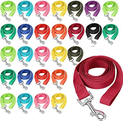 Hillban 24 Pack Nylon Dog Training Leash Bulk 5 ft, Bright Colors by Hillban