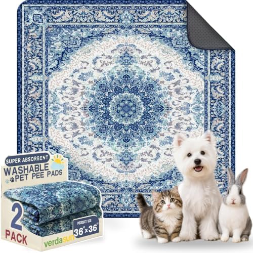 Washable Pee Pads for Dogs 36"x36" 2 Pack Reusable Puppy Potty Pad by Verdasun