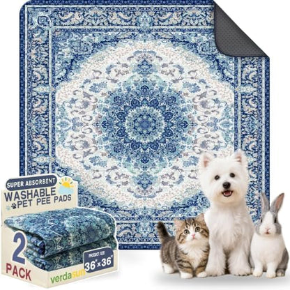 Washable Pee Pads for Dogs 36"x36" 2 Pack Reusable Puppy Potty Pad by Verdasun