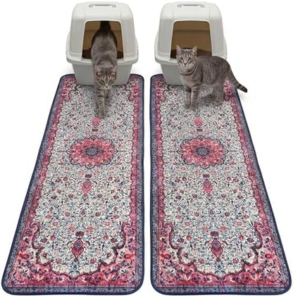 Hompet Cat Litter Mat 2 Pack, 20x60 Large Machine Washable Trapping Mats by Hompet