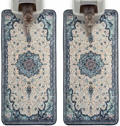 Hompet Cat Litter Mat 2 Pack, 24.8x54 Large Machine Washable Trapping Mats by Hompet