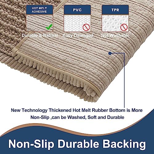 Luxury Polyester Taupe Bathroom Rugs Sets 2 Piece, Thickened Hot Melt Rubber - Image 2