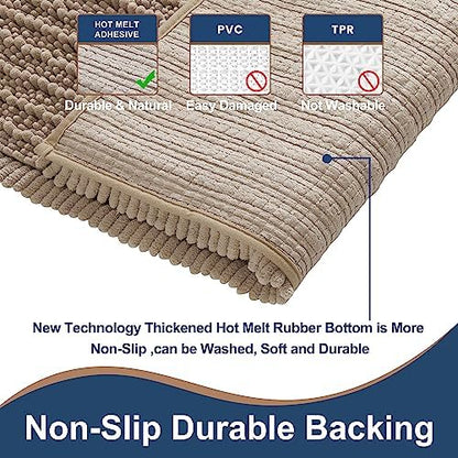Luxury Polyester Taupe Bathroom Rugs Sets 2 Piece, Thickened Hot Melt Rubber - Image 2