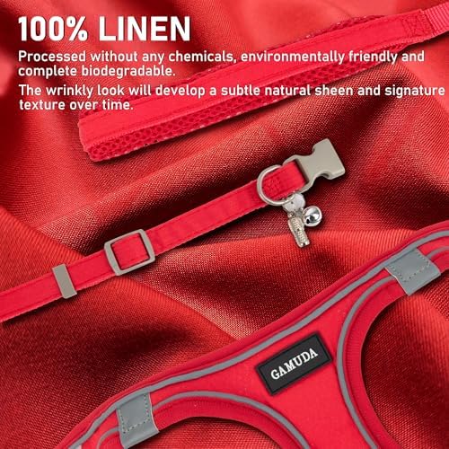 GAMUDA Small Pet Harness Collar and Leash Set, Step in No Chock No Pull Linen - Image 2