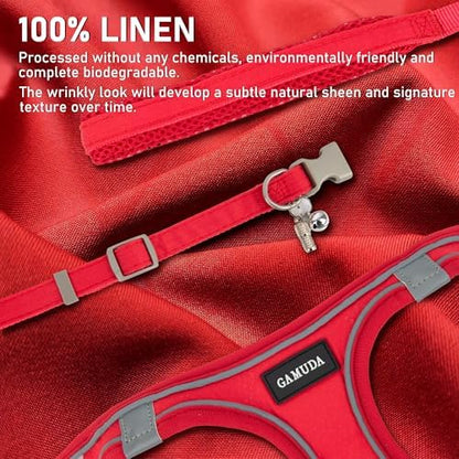 GAMUDA Small Pet Harness Collar and Leash Set, Step in No Chock No Pull Linen - Image 2