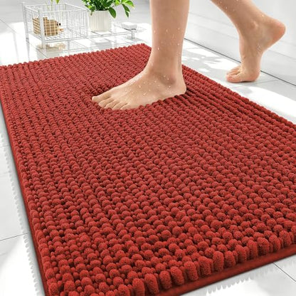 OLANLY Thick Chenille Absorbent Bathroom Rugs Mat 30x20, Rustic Terracotta by OLANLY