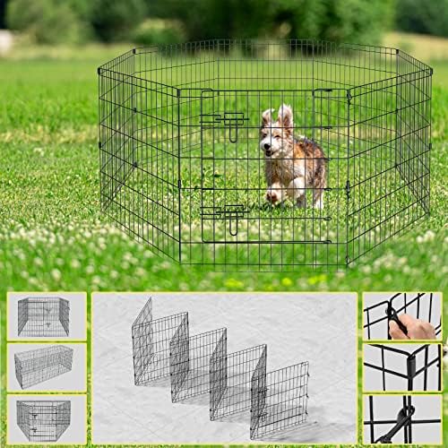 Artmalle 30" H x 24" W Dog Playpen, 8 Panel Rustproof Metal Pen - Image 3
