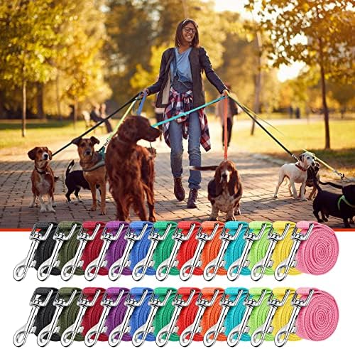 Hillban 24 Pack Nylon Dog Training Leash Bulk 5 ft, Bright Colors - Image 6