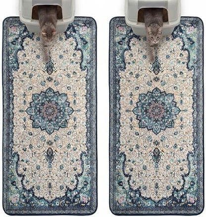 Hompet Cat Litter Mat 2 Pack, 28.5x60 Large Machine Washable Trapping Mats by Hompet