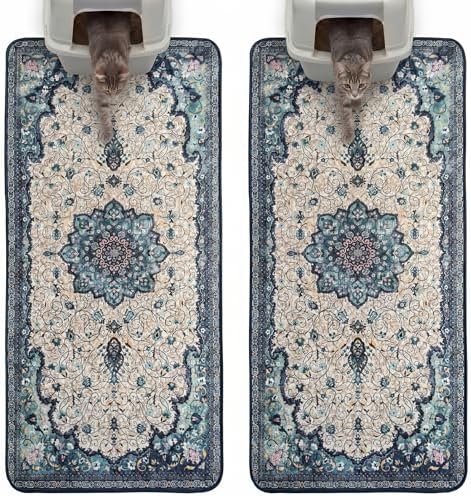 Hompet Cat Litter Mat 2 Pack, 24.8x54 Large Machine Washable Trapping Mats by Hompet