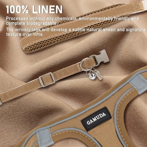 GAMUDA Small Pet Harness Collar and Leash Set, Step in No Chock No Pull Linen - Image 2
