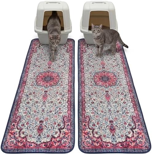 Hompet Cat Litter Mat 2 Pack, 18x54 Large Machine Washable Trapping Mats by Hompet