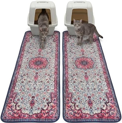 Hompet Cat Litter Mat 2 Pack, 18x54 Large Machine Washable Trapping Mats by Hompet