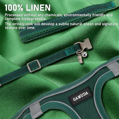 GAMUDA Small Pet Harness Collar and Leash Set, Step in No Chock No Pull Linen - Image 2