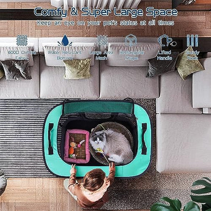 ROMANTIC BEAR Dog Playpen, Foldable Pet Puppy Cat Playpen - Image 4